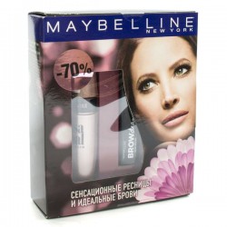 Набор, Maybelline (Мэйбеллин) тушь для ресниц Лэш Сенсейшнл + тушь для бровей Броу Драма