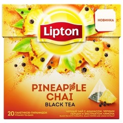 Чай черный, Lipton (Липтон) 1.8 г 20 шт Пайнэппл чай с ананасом черным перцем и экстрактом лимона пирамидки