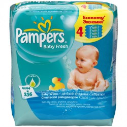 Салфетки влажные детские, Pampers (Памперс) 256 шт беби фреш сменный блок