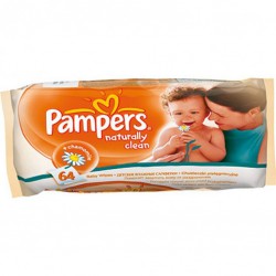 Салфетки влажные детские, Pampers (Памперс) 64 шт нейчерали клин сменный блок