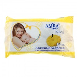 Салфетки влажные детские, AMRA (Амра) 48 шт Бэби освежающие ромашка и пантенол